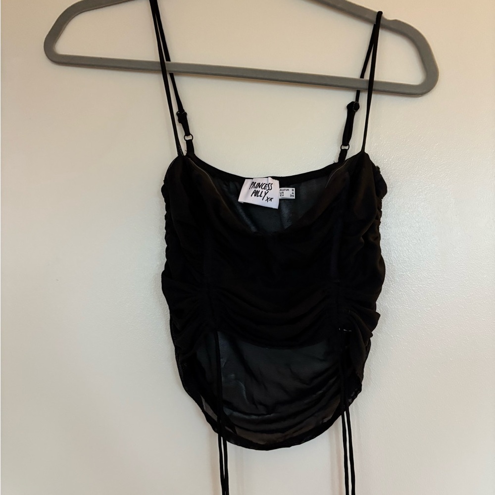 Princess Polly Black Ruched Camisole